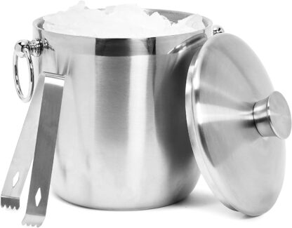 Juvale Stainless Steel Ice Bucket with Lid and Tongs