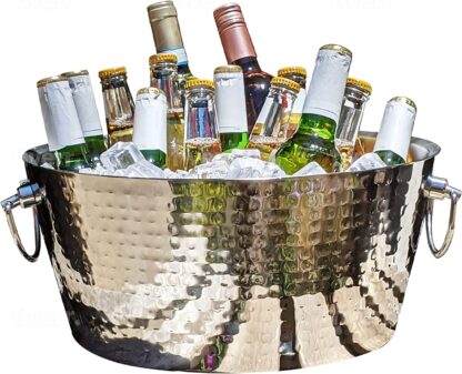 BREKX Hammered Stainless-Steel Beverage Tub