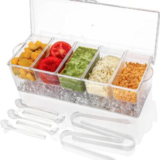 IVYHOME Ice Chilled 5 Compartment Condiment Server Caddy